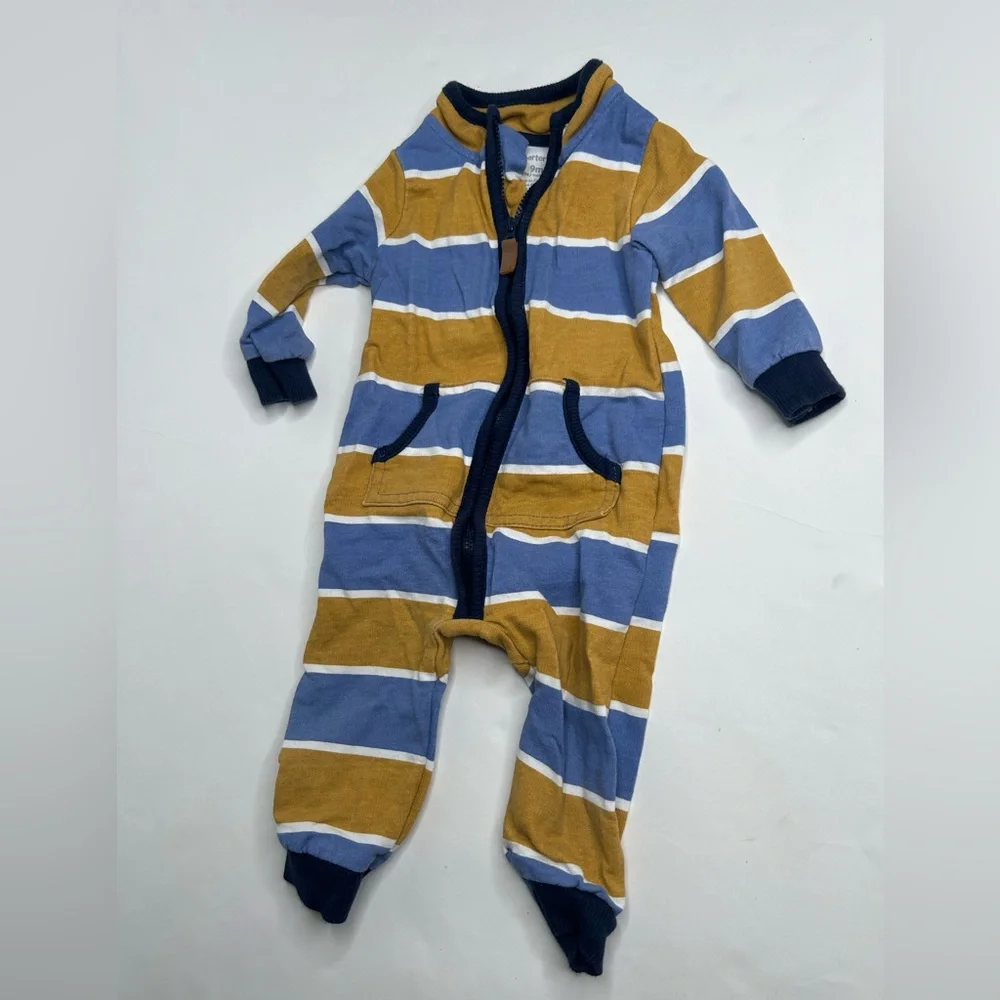 Carter’s Baby Boy Striped French Terry Jumpsuit 9M